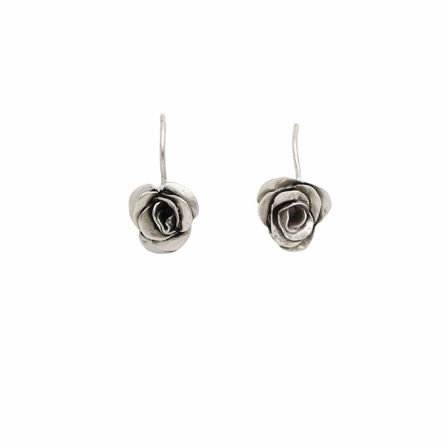 EARRING PETITE ROSE STERLING SILVER EARRING PETITE ROSE STERLING SILVER EARRING JCE407 Julie Cohn Design Artisan Bronze Jewelry Handmade