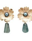 Earring CARNATION BRONZE AQUAMARINE EARRING CARNATION BRONZE AQUAMARINE EARRING JCE486 Julie Cohn Design Artisan Bronze Jewelry Handmade