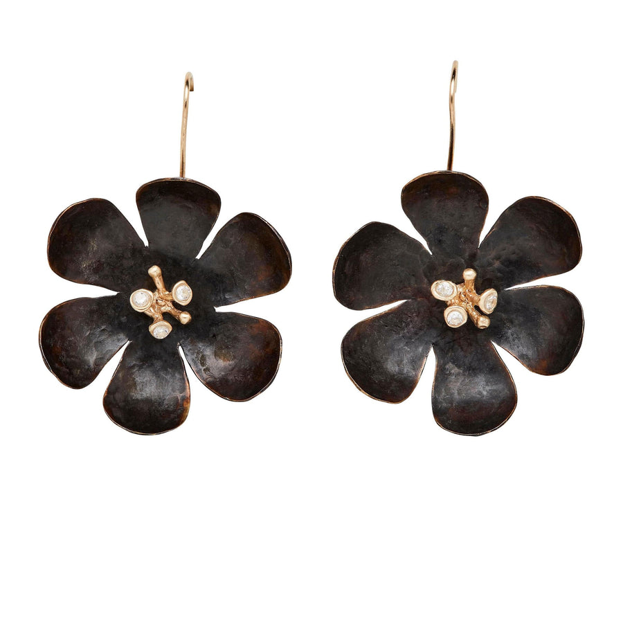 Earring HELLEBORE BLACK BRONZE EARRING HELLEBORE BLACK BRONZE EARRING JCE487 Julie Cohn Design Artisan Bronze Jewelry Handmade