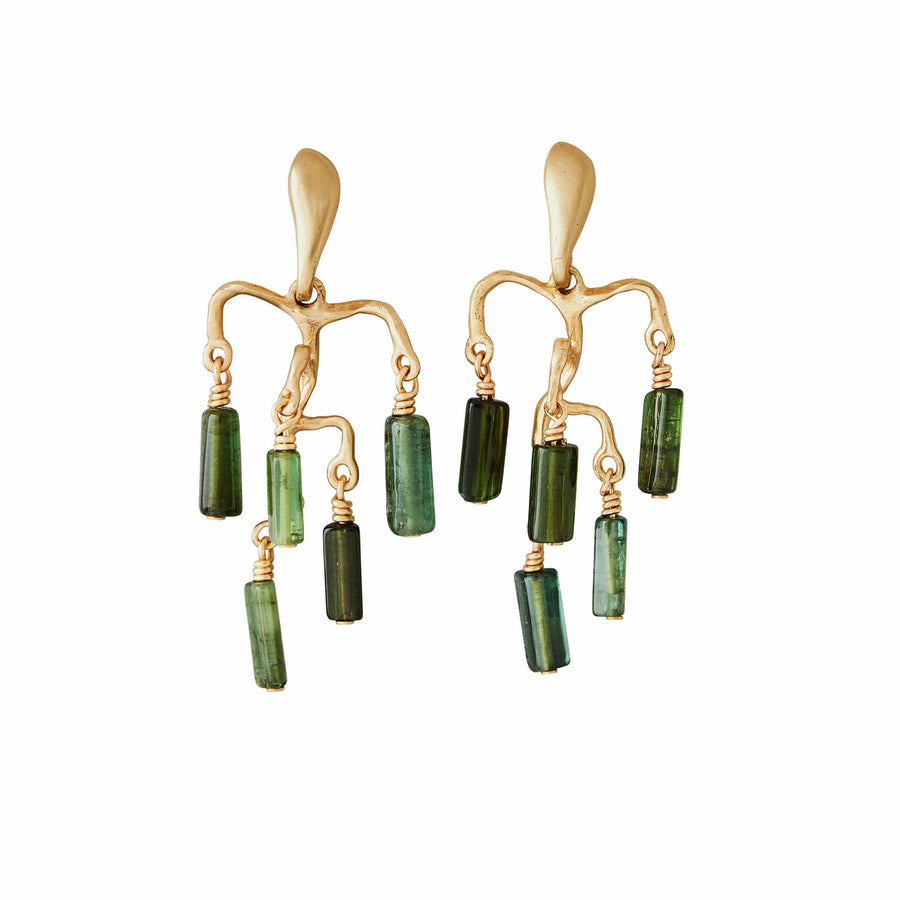 EARRING WISTERIA BRONZE TOURMALINE CHANDELIER EARRING WISTERIA BRONZE TOURMALINE CHANDELIER EARRING JCE505 Julie Cohn Design Artisan Bronze Jewelry Handmade