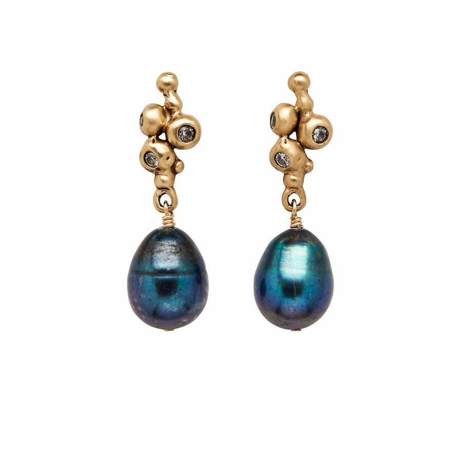 Jewelry CALDERA MIDNIGHT PEARL BRONZE EARRING CALDERA MIDNIGHT PEARL BRONZE EARRING JCE518 Julie Cohn Design Artisan Bronze Jewelry Handmade