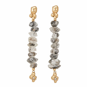 Jewelry PETITE ORE BRONZE HERKIMER DIAMOND EARRING JCE519 Julie Cohn Design Artisan Bronze Jewelry Handmade