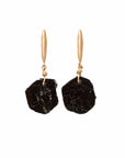 Jewelry GRAIN BRONZE BLACK TOURMALINE EARRING GRAIN BRONZE BLACK TOURMALINE EARRING JCE521 Julie Cohn Design Artisan Bronze Jewelry Handmade