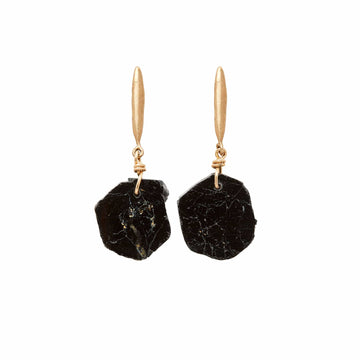 Jewelry GRAIN BRONZE BLACK TOURMALINE EARRING GRAIN BRONZE BLACK TOURMALINE EARRING JCE521 Julie Cohn Design Artisan Bronze Jewelry Handmade