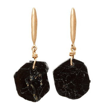 Jewelry GRAIN BRONZE BLACK TOURMALINE EARRING JCE521 Julie Cohn Design Artisan Bronze Jewelry Handmade