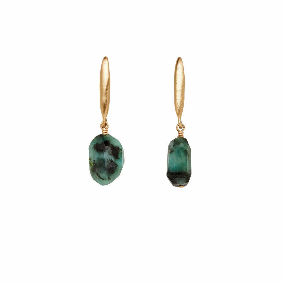 GRAIN BRONZE EMERALD EARRING GRAIN BRONZE EMERALD EARRING JCE537 Julie Cohn Design Artisan Bronze Jewelry Handmade