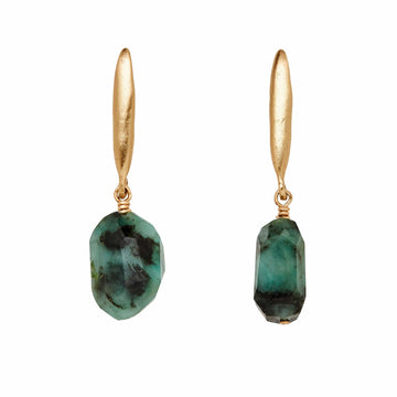 GRAIN BRONZE EMERALD EARRING JCE538 Julie Cohn Design Artisan Bronze Jewelry Handmade