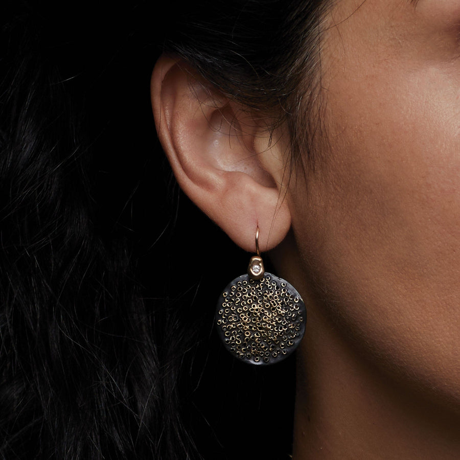 Jewelry POLLEN BLACK BRONZE EARRING JCE522 Julie Cohn Design Artisan Bronze Jewelry Handmade