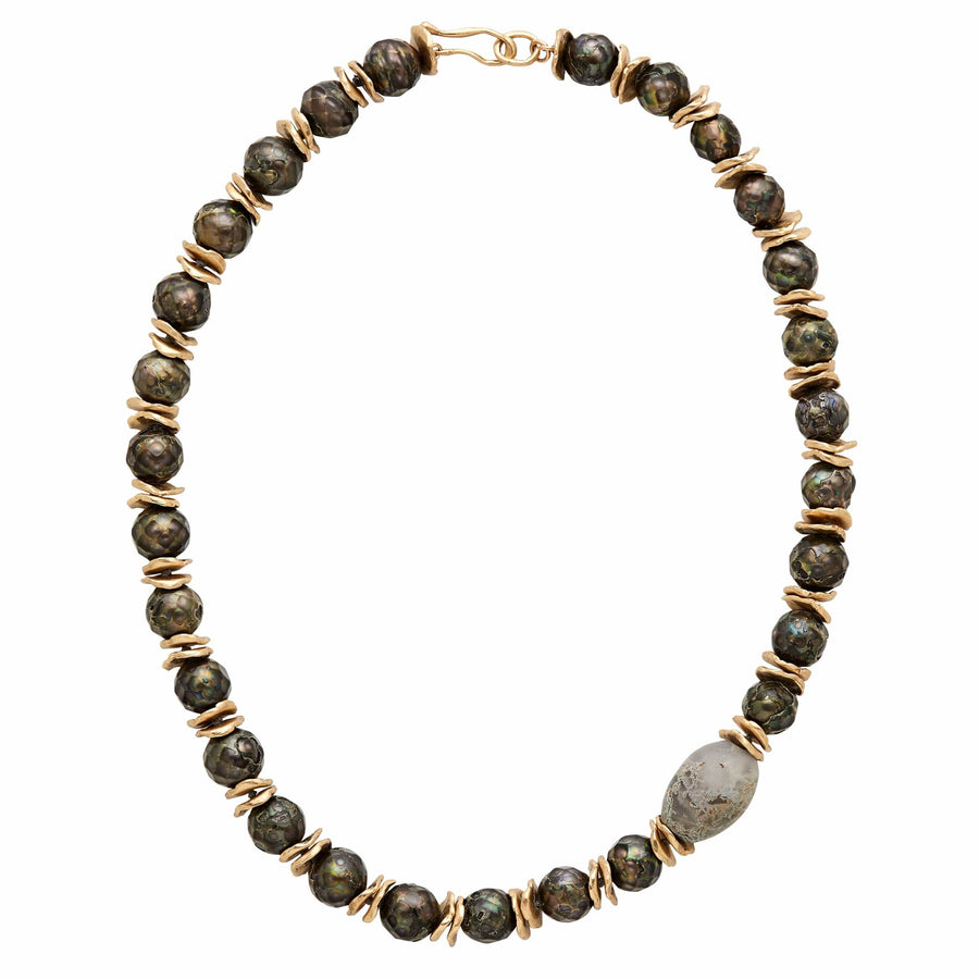 Jewelry VOLCANO BRONZE PEARL STATEMENT NECKLACE JCN593 Julie Cohn Design Artisan Bronze Jewelry Handmade