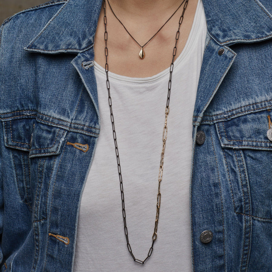 Jewelry LADDER STERLING SILVER AND BRONZE CHAIN NECKLACE LADDER STERLING SILVER AND BRONZE CHAIN NECKLACE JCN614 Julie Cohn Design Artisan Bronze Jewelry Handmade