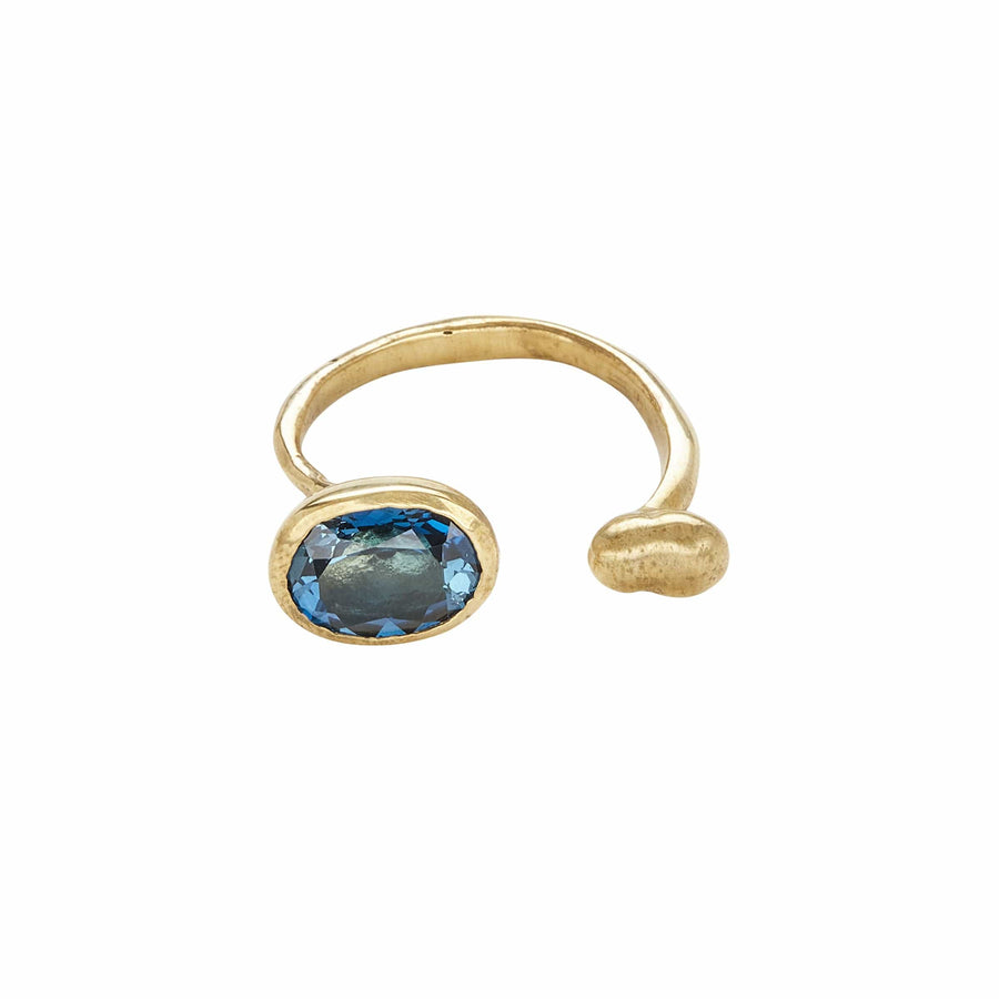 Ring CLEOPATRA BRONZE LONDON BLUE TOPAZ ADJUSTABLE RING JCR179 Julie Cohn Design Artisan Bronze Jewelry Handmade