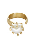 SOLITAIRE PEARL BRONZE ADJUSTABLE RING