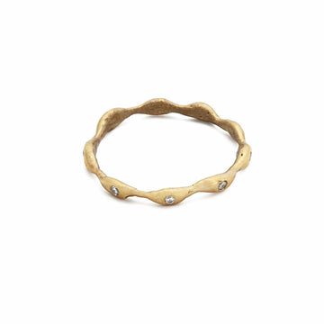 Julie Cohn Design Jewelry Seaweed Bronze Band Cubic Zirconia JCR96  Artisan Bronze Jewelry Handmade in the USA