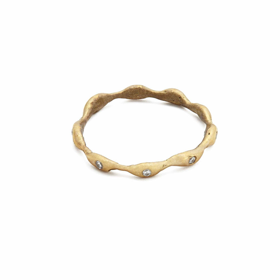 Julie Cohn Design Jewelry Seaweed Bronze Band Cubic Zirconia JCR96  Artisan Bronze Jewelry Handmade in the USA